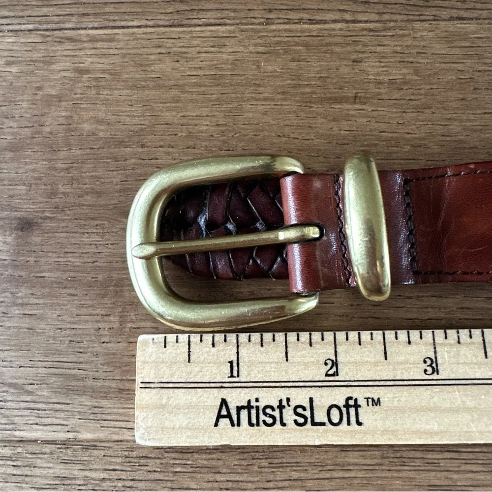 Vintage Coach Braided Belt Brown Leather Sz L 38” 95 cm